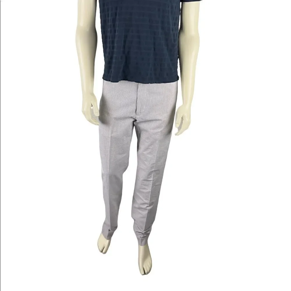 NWOT J. Crew Black/White Classic Seersucker Flat-Front Slacks Size 32